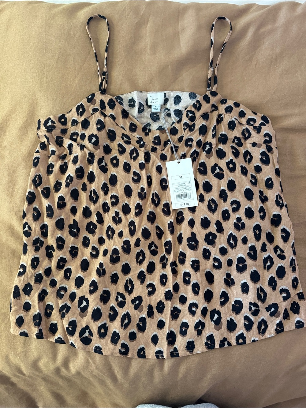 a new day Taupe and Black Leopard Print Spaghetti Strap Camisole